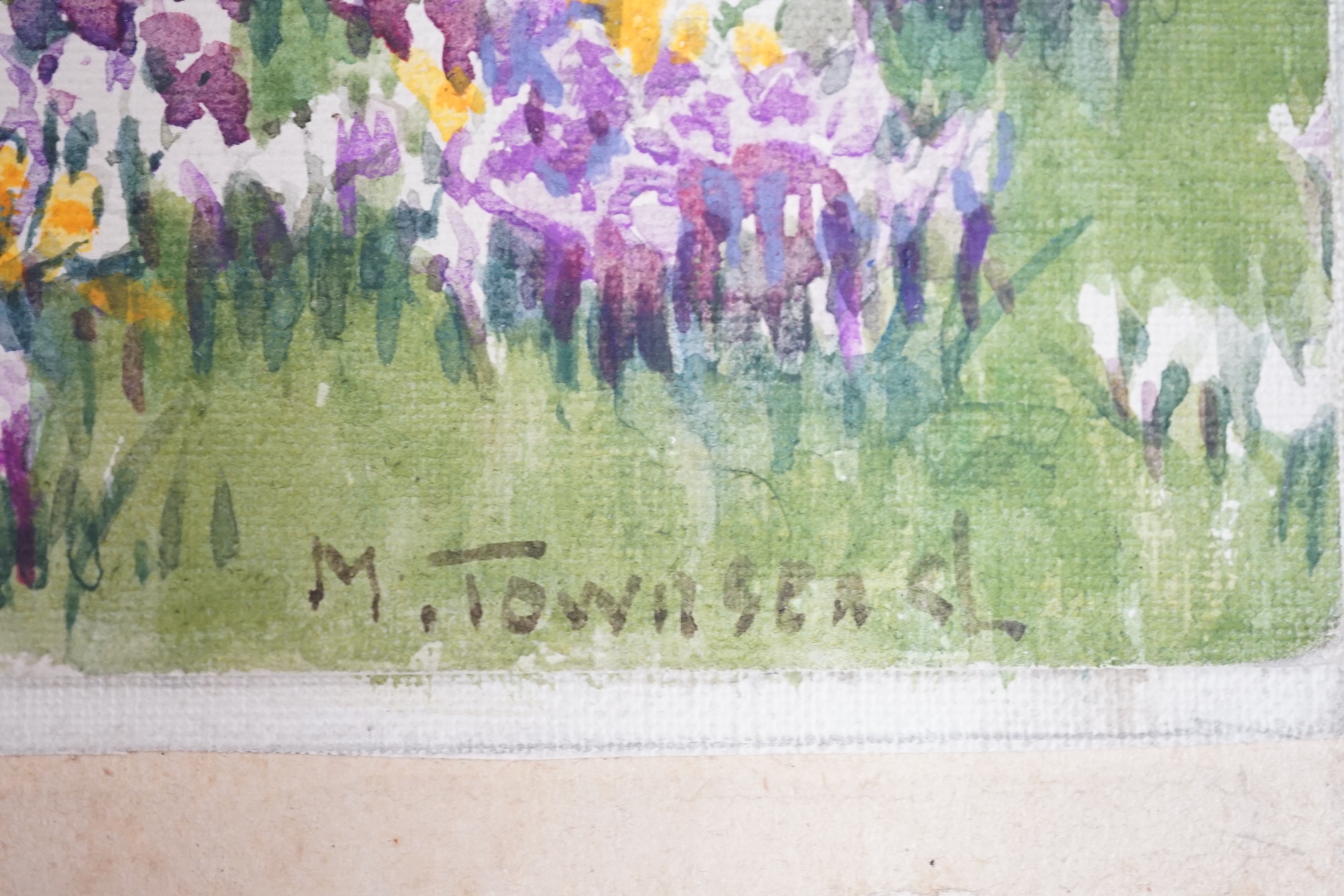 Harold Samuel Merritt and May Townsend, five watercolour landscapes by Merritt, Westmorland, Brittany and Shoreham Kent, largest 28 x 40cm, and two London Park views by Townsend, Kensington Gardens and Marble Arch, large